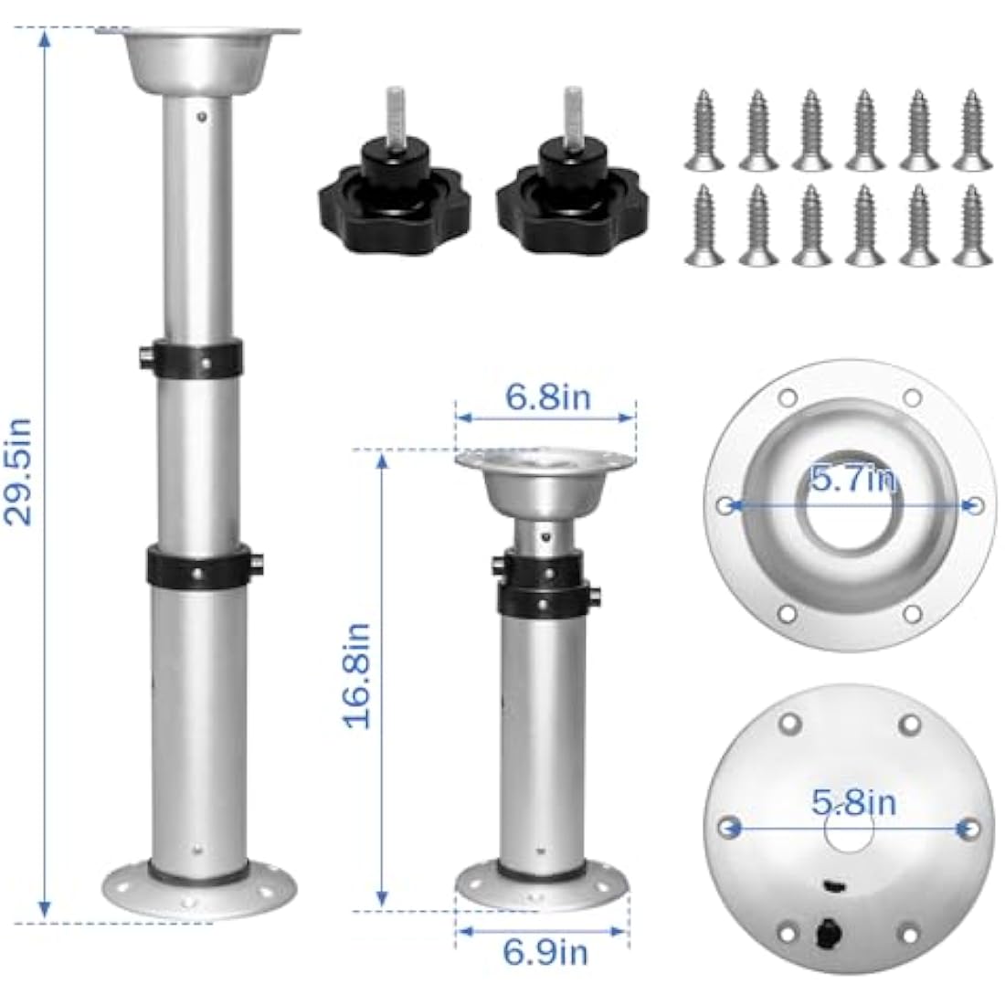 HWHongRV Adjustable RV Table Leg | 17-28" Aluminum Pedestal for Boats