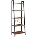 IBUYKE 5-Tier Industrial Ladder Shelf – Metal & Wood Storage Bookcase