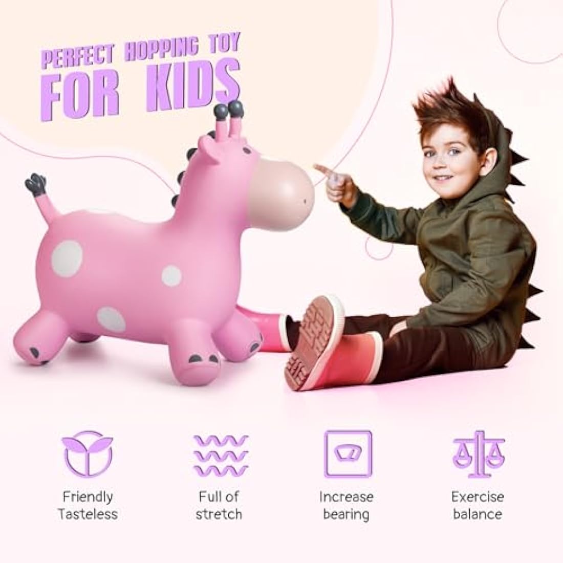 Inflatable Giraffe Bouncy Horse Hopper – Toddler Ride-on Toy