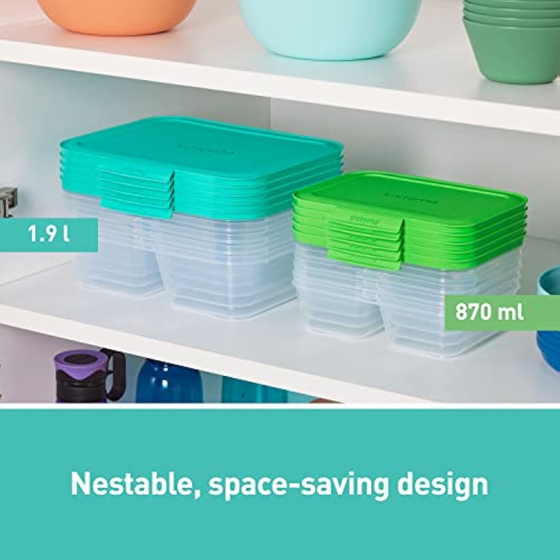 Sistema NEST IT Meal Prep Containers | 1.9L Airtight Lunch Boxes, 5 Pack