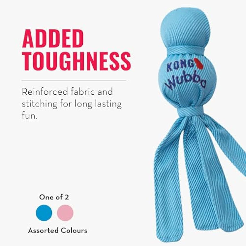 KONG Wubba Puppy Nylon Tug of War Squeaky Dog Toy – Assorted Colors