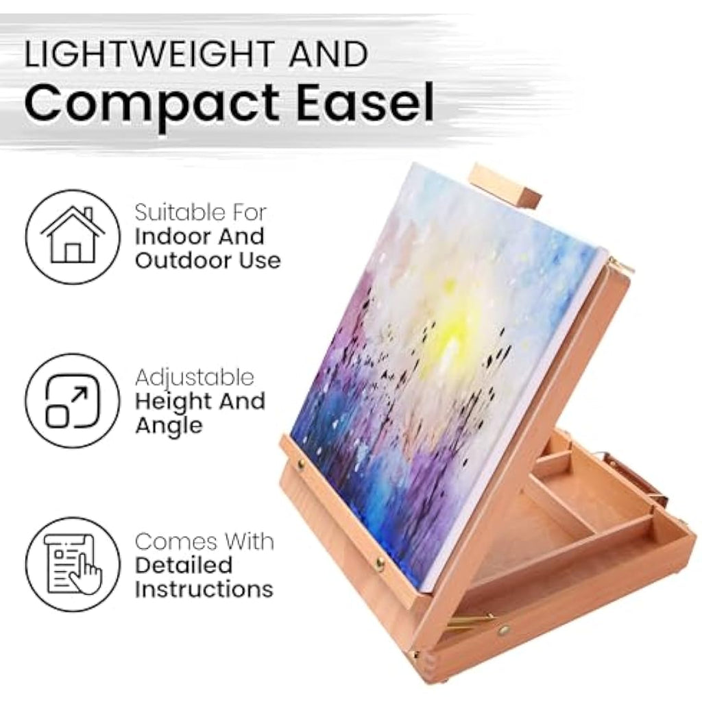 Artistik Wooden Table Box Easel – Portable Beechwood Sketching Box