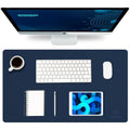 K KNODEL Leather Desk Mat – Dual-Sided Waterproof Mouse Pad, Dark Blue