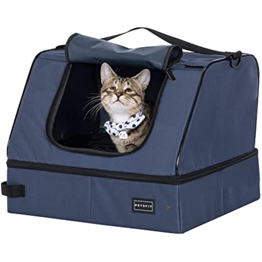PETSFIT Travel Litter Box – Leak-Proof Collapsible Cat Toilet, Blue