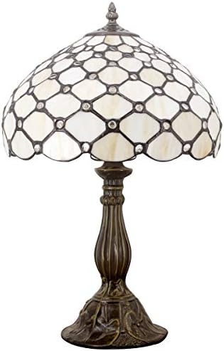 Werfactory Tiffany Table Lamp | 12" Amber Stained Glass Bedside Light