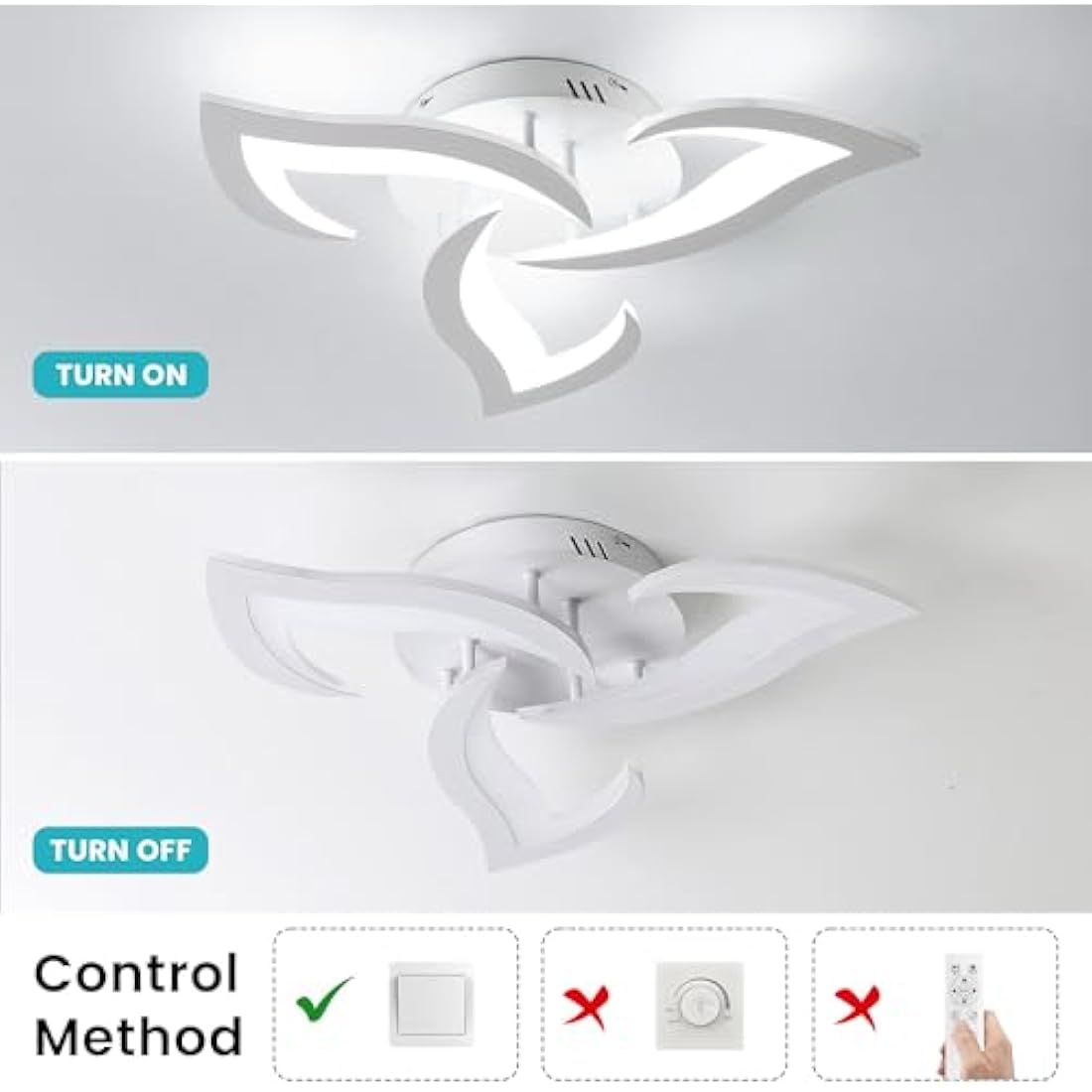 Dorlink LED Ceiling Light – 36W Modern Flower Acrylic Fixture, 6500K