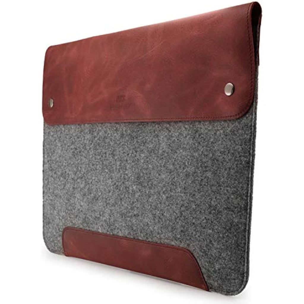 MegaGear Genuine Leather & Fleece MacBook Sleeve – 16 Inch Laptop Case