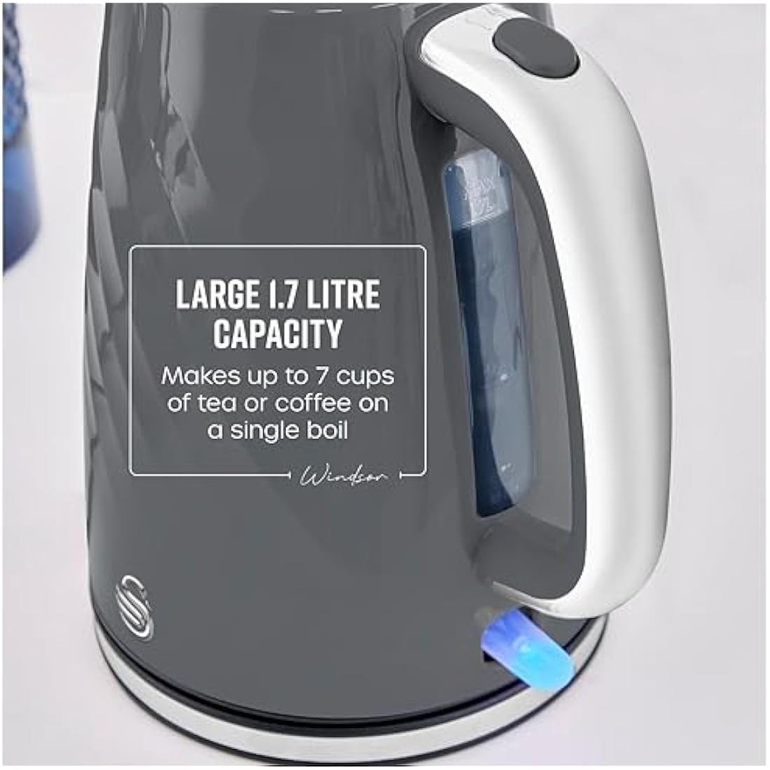 Swan Windsor Rapid Boil Electric Kettle – 1.7L Grey Kitchen Appliance