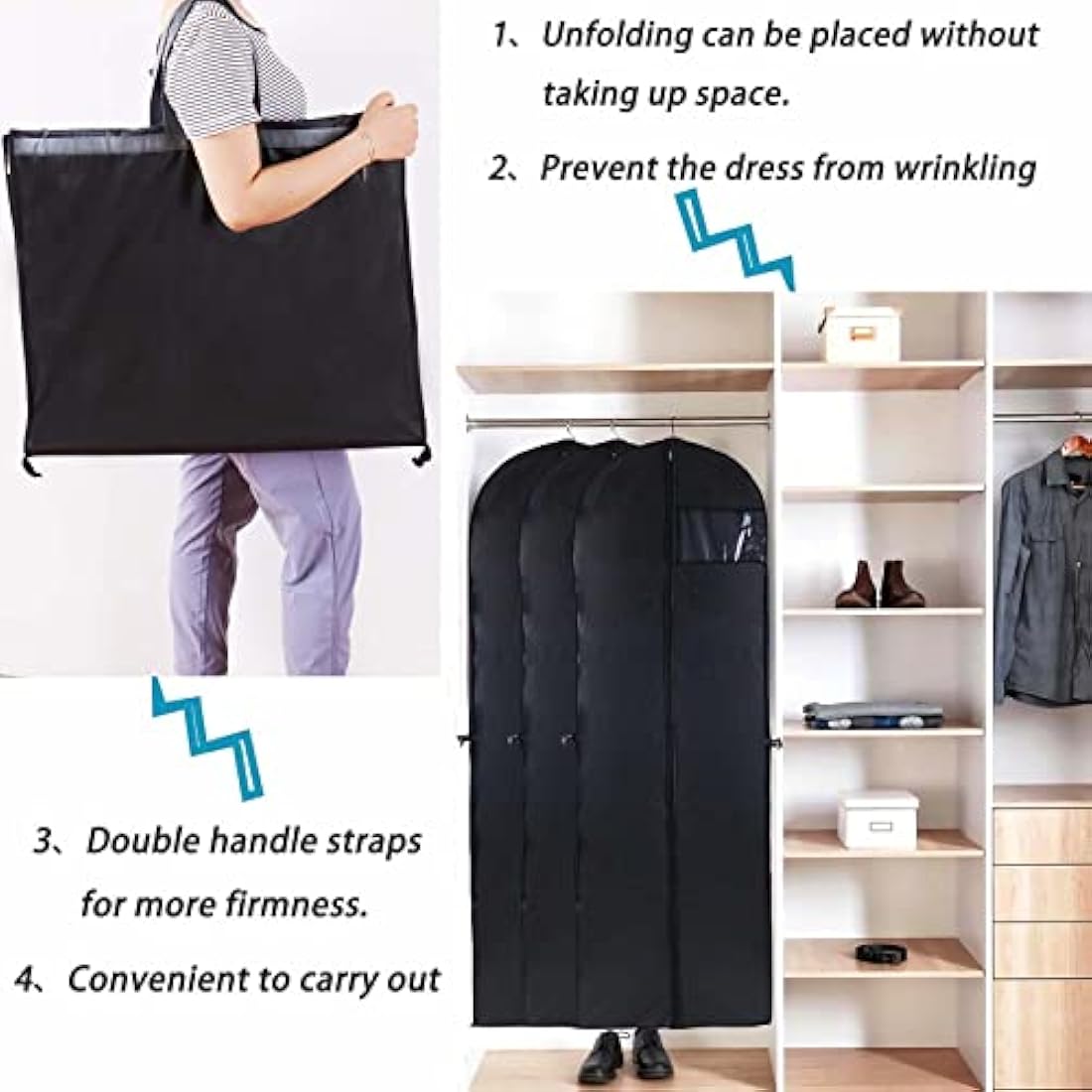 Jolof Store Long Garment Bag – Dustproof Moth Proof Coat Cover, 180cm