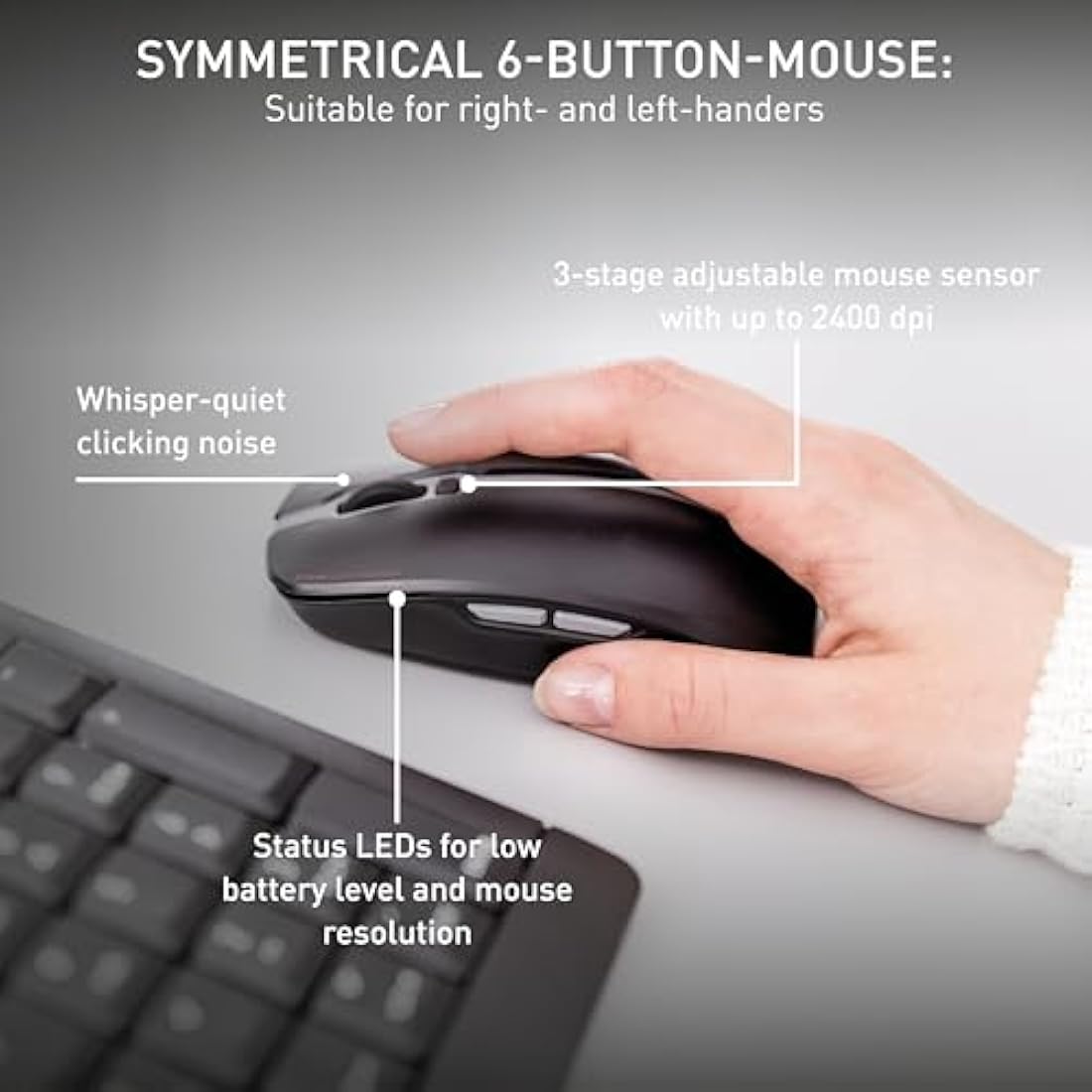 CHERRY STREAM Wireless Desktop Set – Quiet Keyboard and Mouse | Black