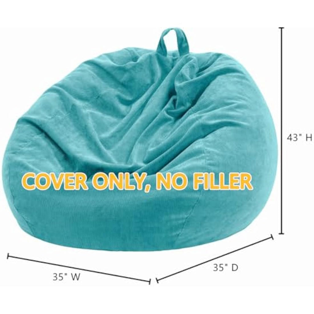 Nobildonna Bean Bag Chair Cover - Soft Corduroy Stuffed Animal Storage