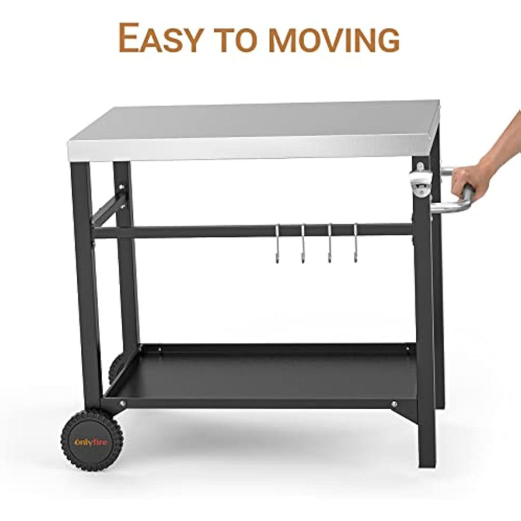 Onlyfire Stainless Steel BBQ Serving Trolley – Outdoor Grill Prep Table