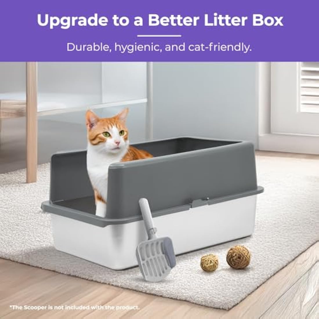 iPrimio Stainless Steel XL Cat Litter Box – High Sided & Odour Resistant