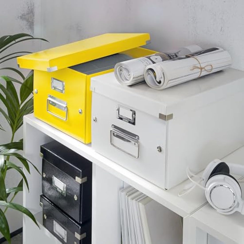 Leitz Click and Store CD Storage Box – Yellow Collapsible Media Case