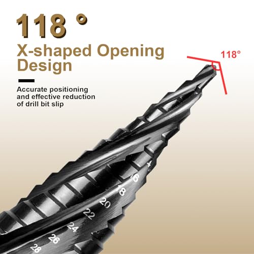 SALI M35 Cobalt Step Drill Bit | 5-35mm Four Spiral Flute Hex Shank