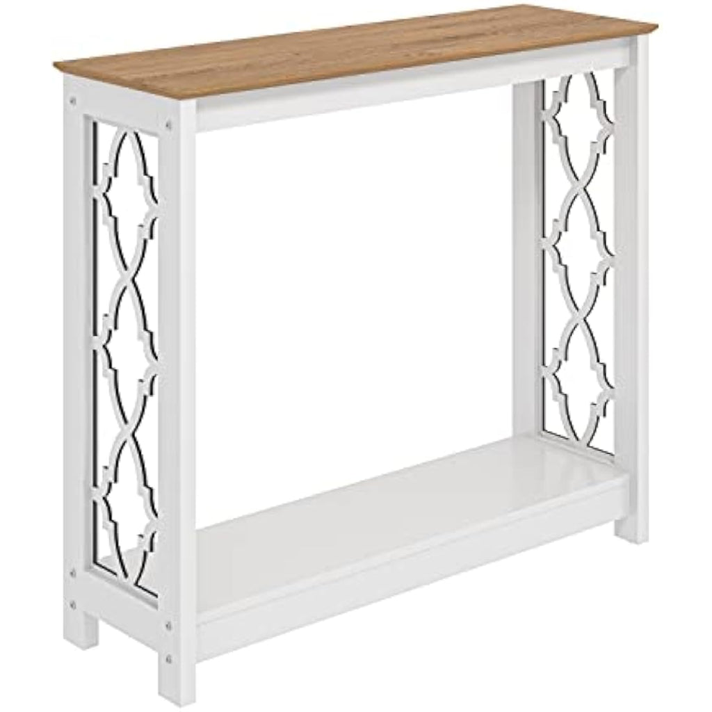 Galano Nova Console Table – Distressed Oak & White Entryway Cabinet
