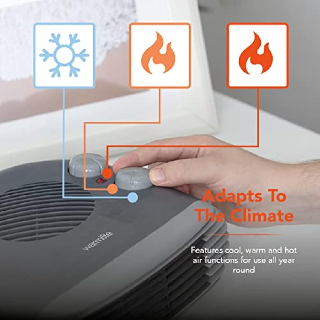 Warmlite 2000W Portable Flat Fan Heater – Dark Titanium Finish