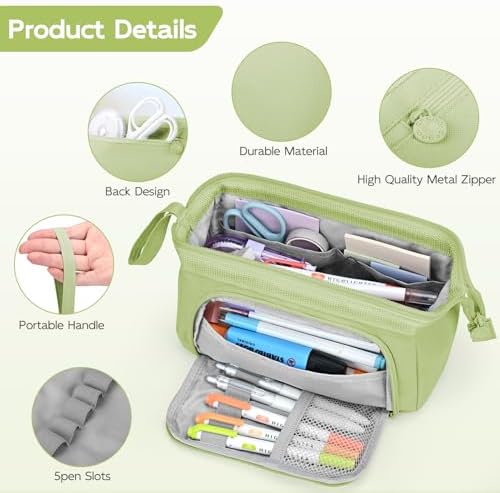 Mamowla Large Pencil Case | Durable Stationery Pouch for School