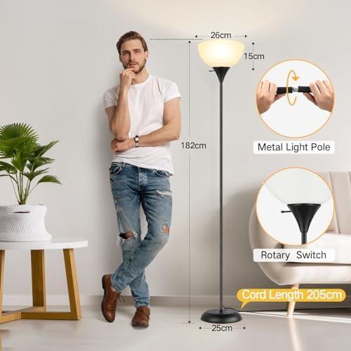 OUTON LED Torchiere Floor Lamp | Dimmable Standing Lamp with Remote