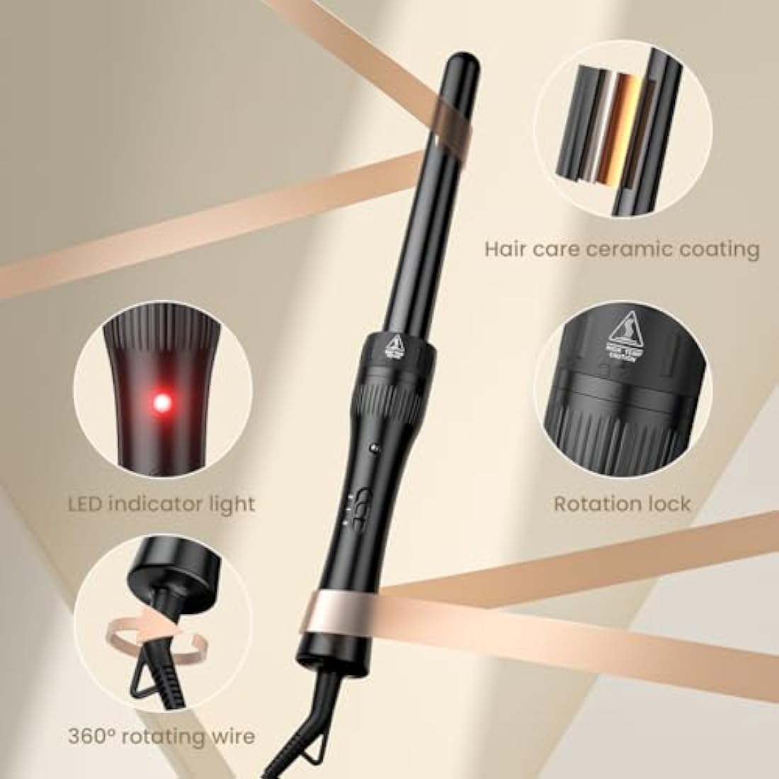Jolof Store 5-in-1 Hair Curler & Waver Set | 10-32mm PTC Ceramic Wand