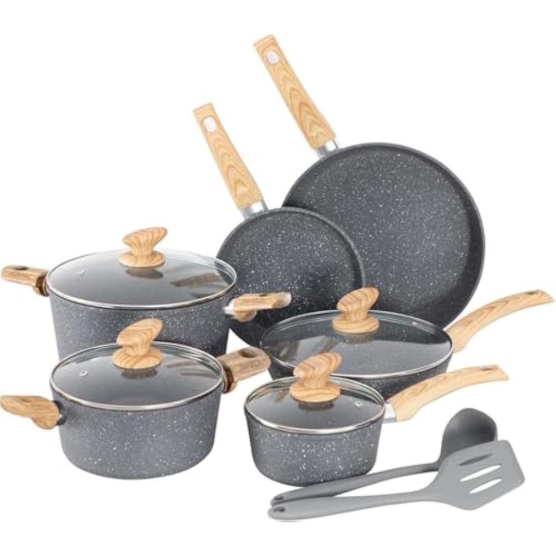 Kitchen Academy 12-Piece Nonstick Cookware Set | Induction Pots & Pans