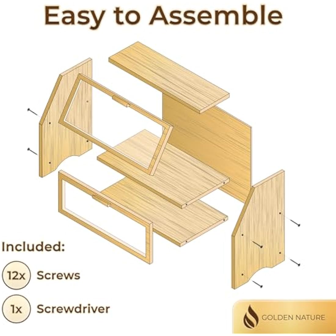 Golden Nature Bamboo Bread Box – Large Double Layer Kitchen Storage