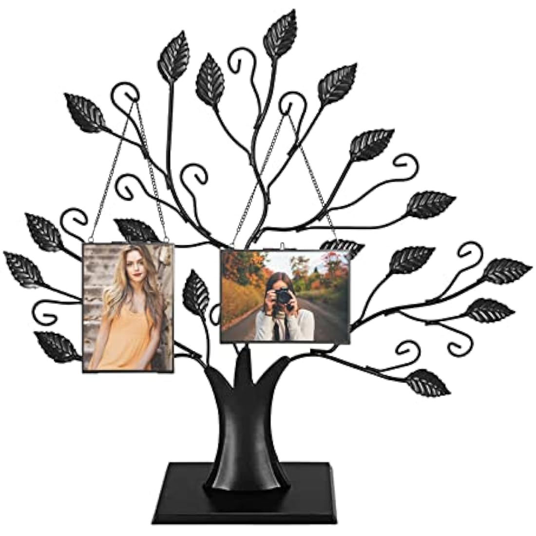 Black Glass Hanging Photo Frames - Set of 2 Floating 5x7