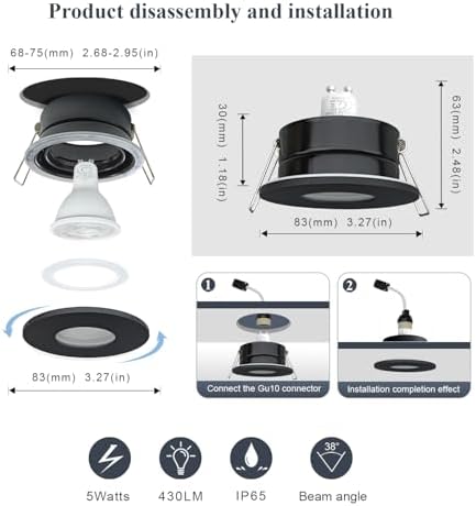 Sweier IP65 Waterproof Bathroom Downlight – 5W Warm White LED, 4 Pack