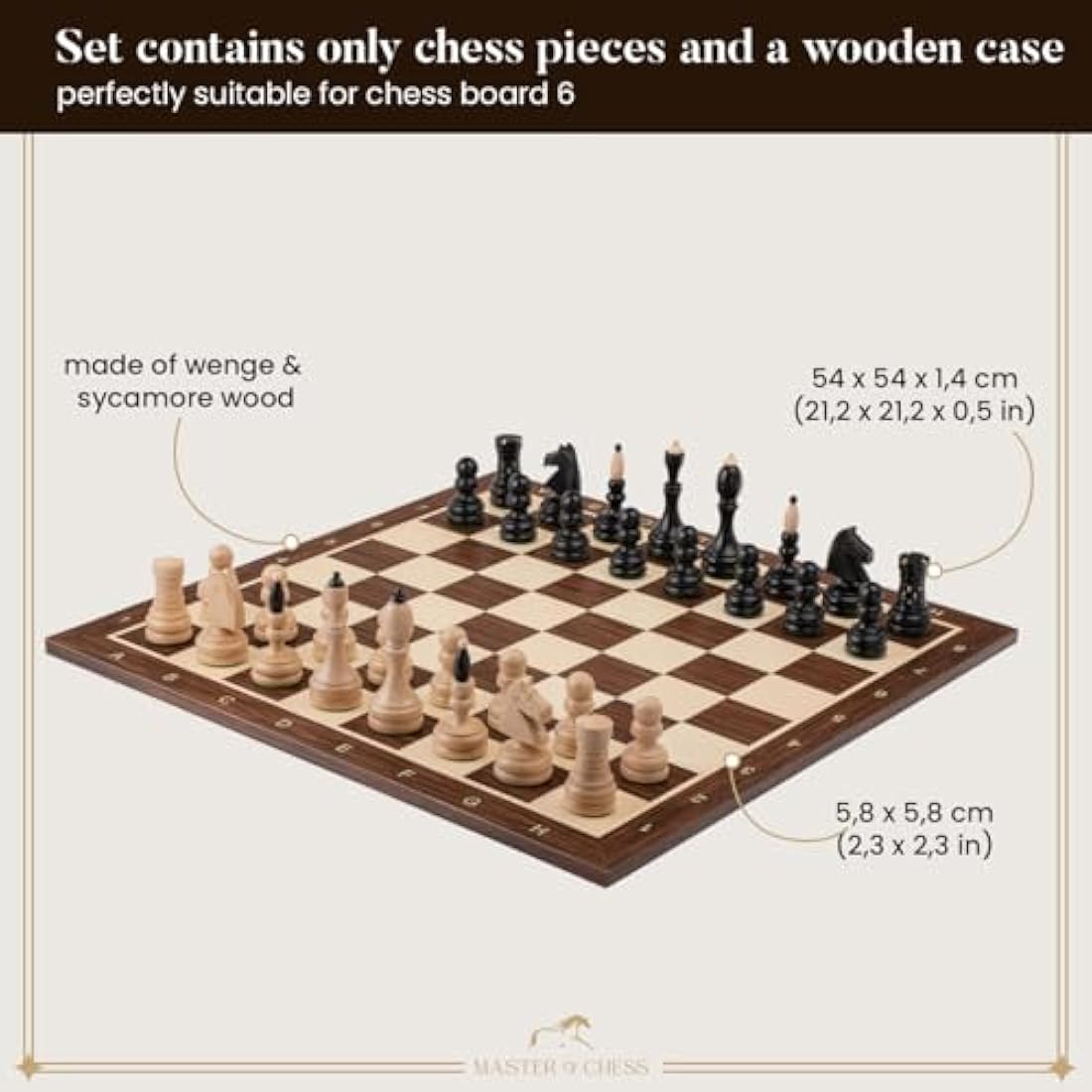 Tournament Chess Pieces – Handmade Sycamore Wood Figures