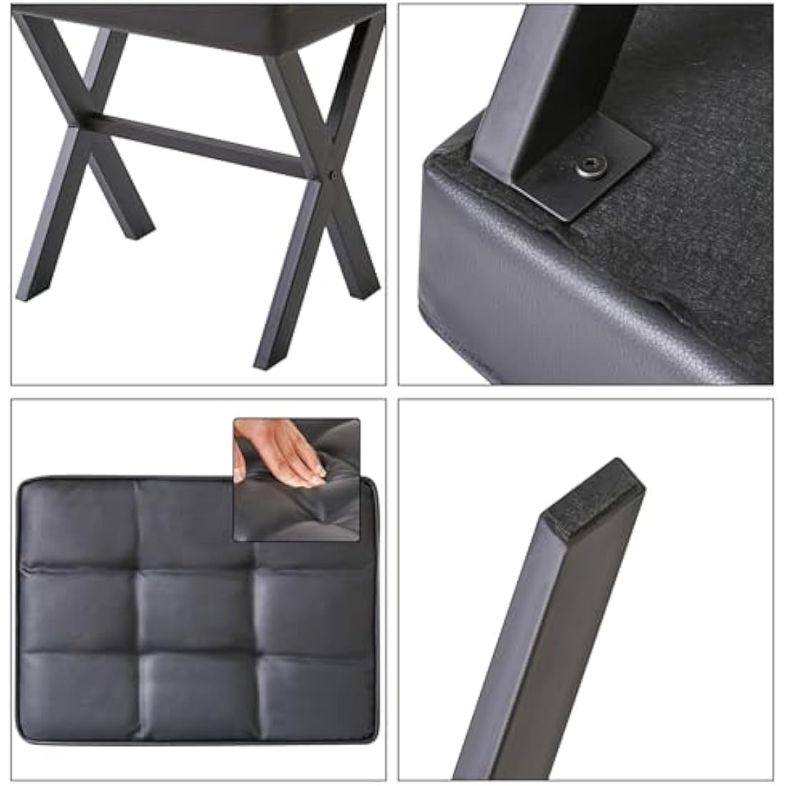 IBUYKE PU Leather Makeup Stool – Modern Vanity Ottoman with X-Legs