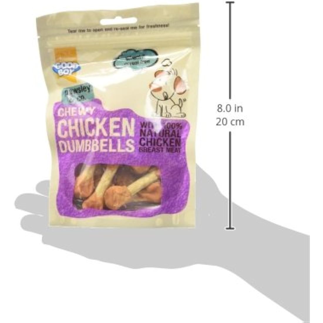 Good Boy Chewy Chicken Dumbbells – Natural Low Fat Dog Treats – 8 x 100g