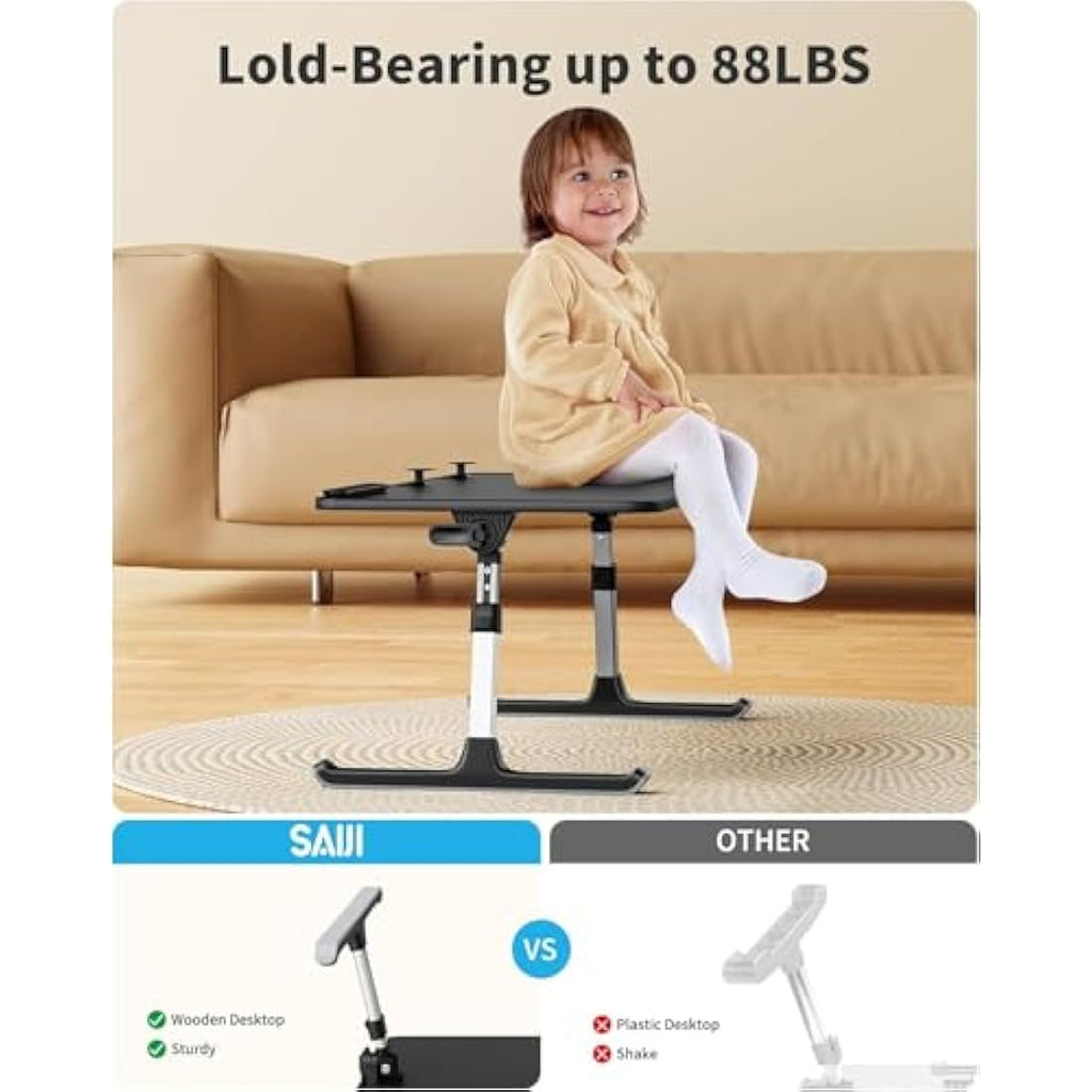 SAIJI Adjustable Laptop Bed Tray – Foldable Ergonomic Desk (Black)
