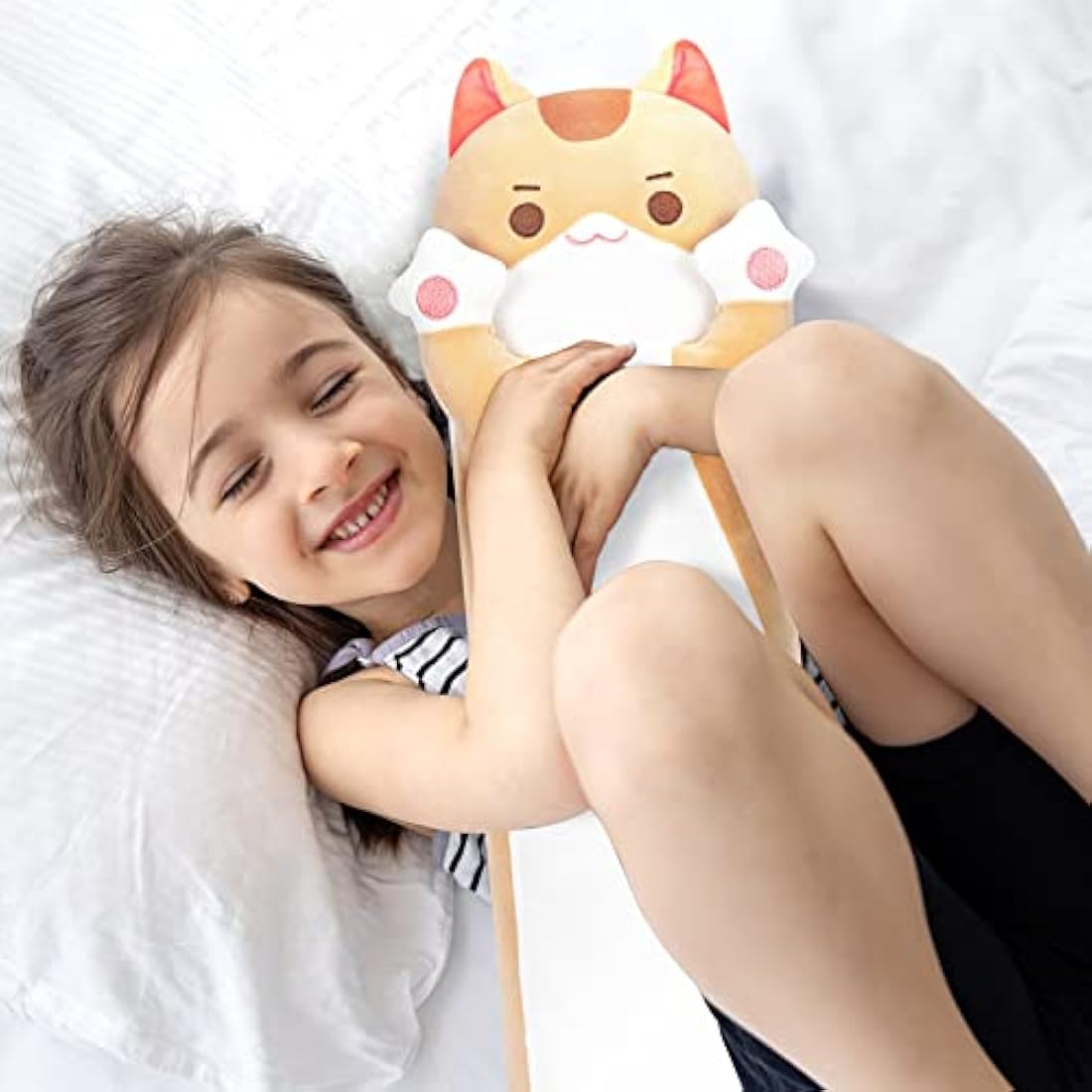 Mewaii 28in Long Cat Plush Body Pillow – Gray Kawaii Stuffed Animal