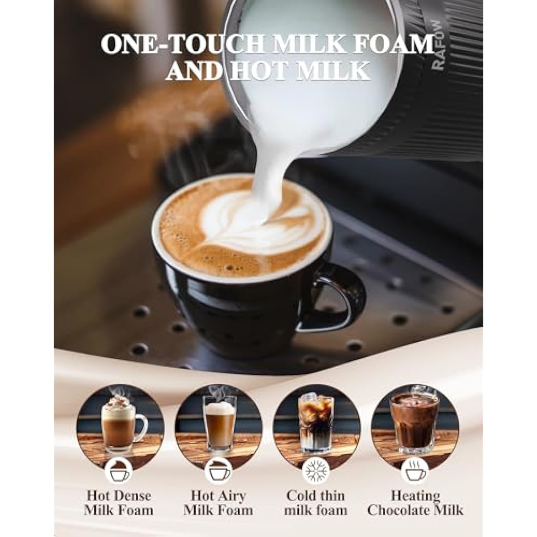 4-in-1 Electric Milk Frother | 350ml Magnetic Steamer & Warmer