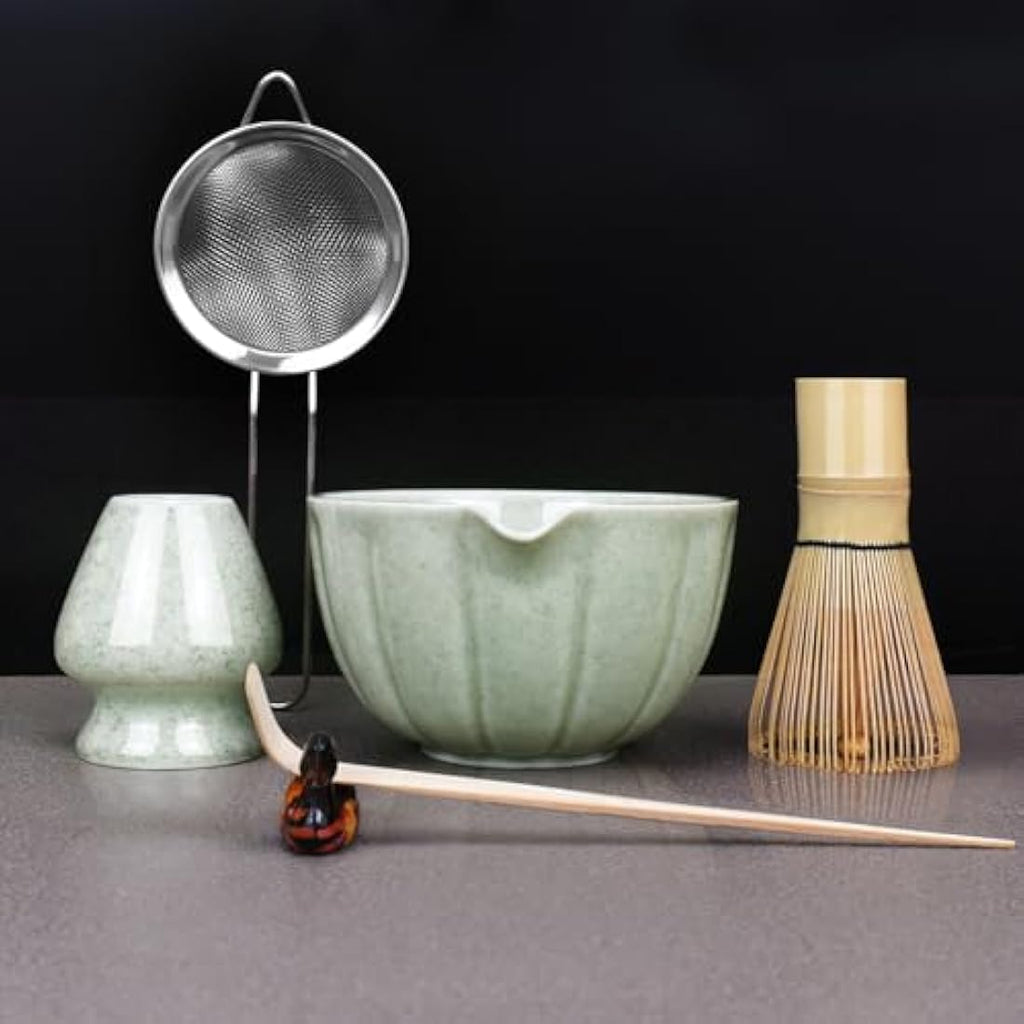 Artcome 6-Piece Japanese Matcha Tea Set with Spout Bowl and Whisk