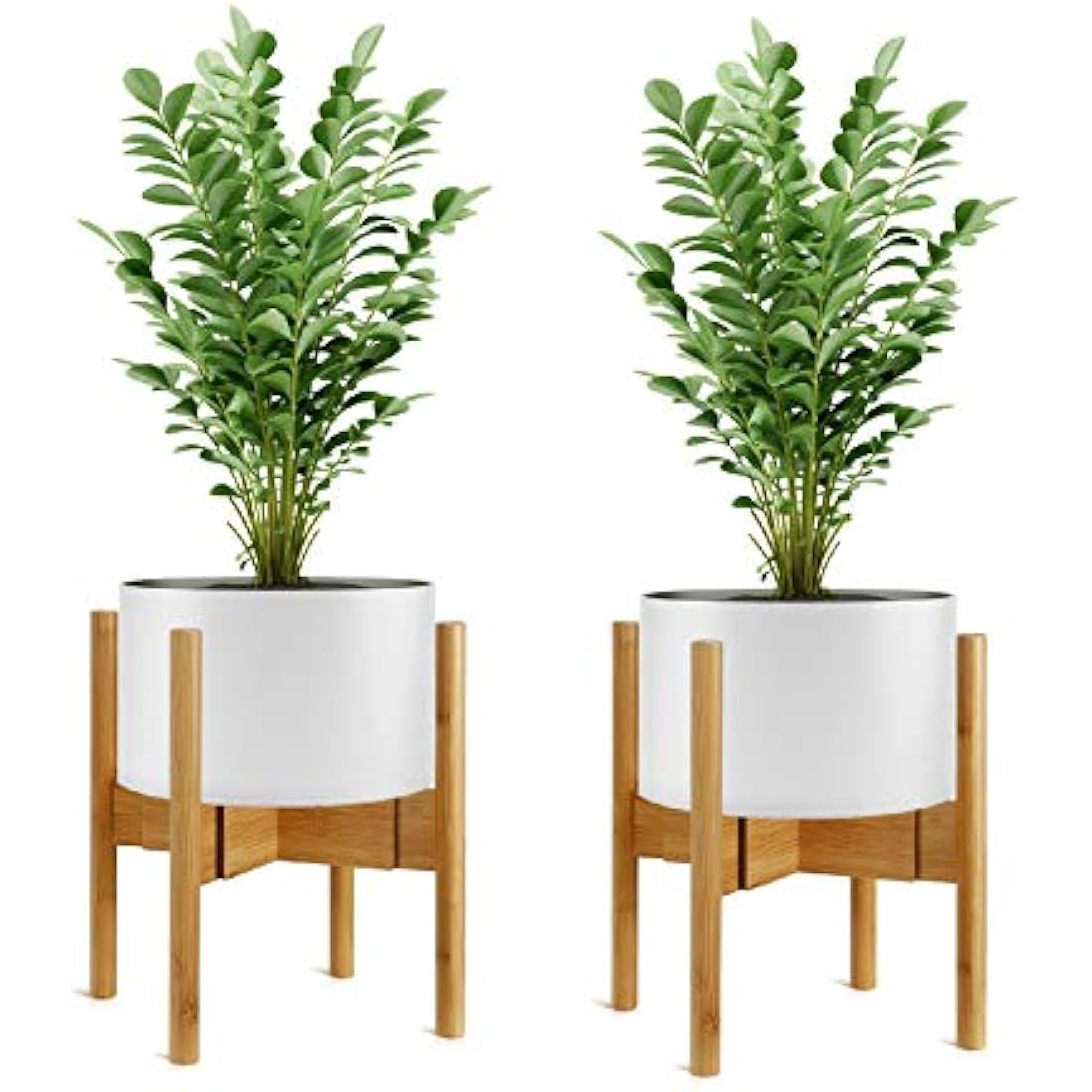 2-Pack Bamboo Plant Stand – Mid-Century Modern Adjustable Holder