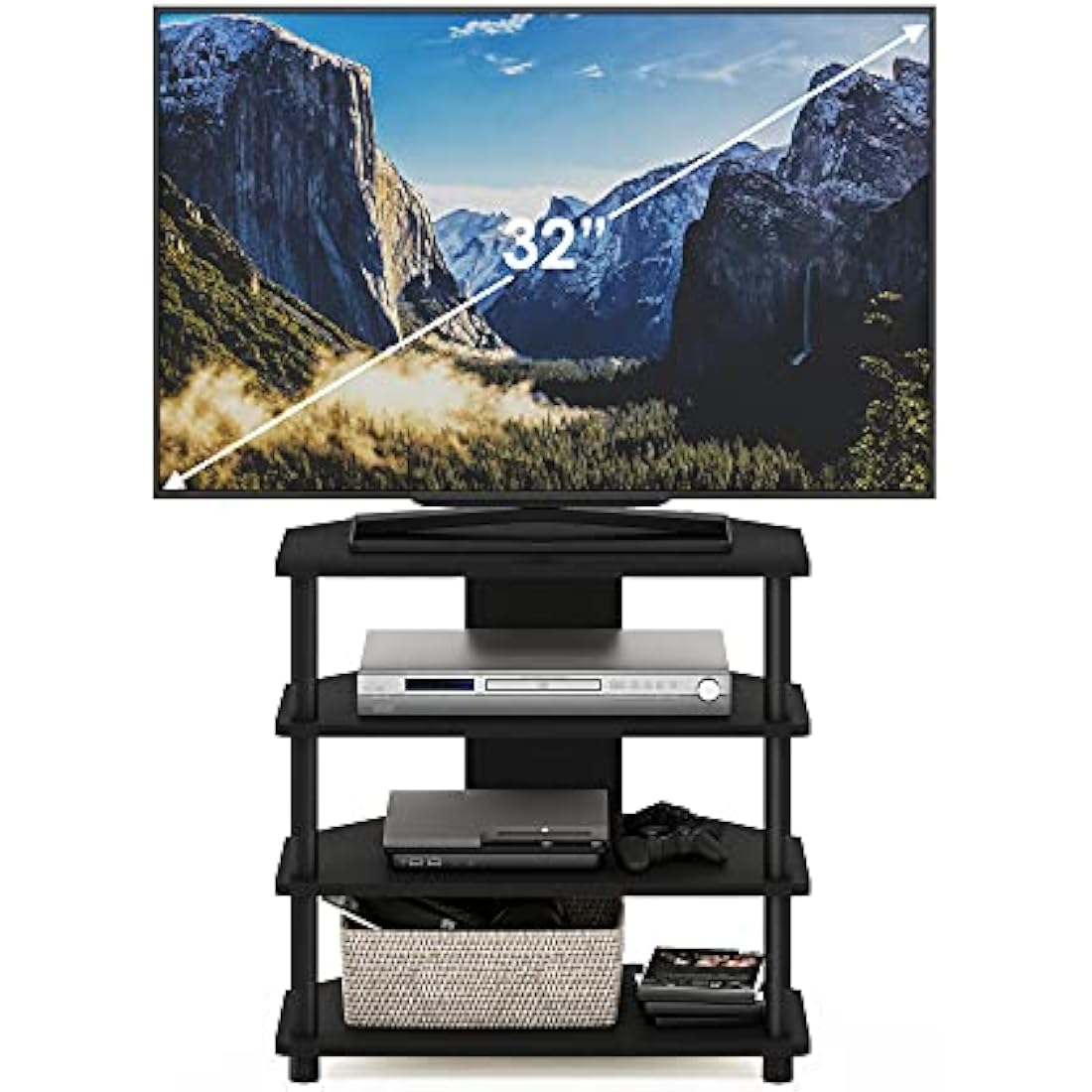 Furinno Econ 4-Tier TV Stand | Blackwood Media Console for 29-Inch TV