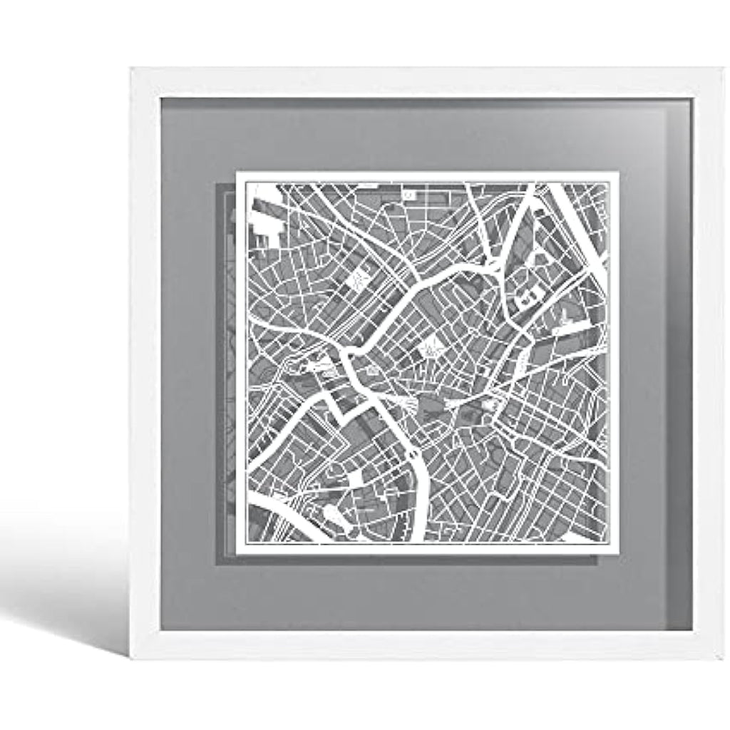 Birmingham Paper Cut Map Art - Framed Wall Decor by