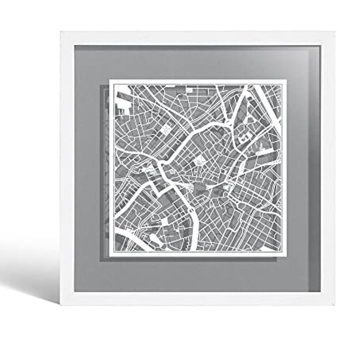 Birmingham Paper Cut Map Art - Framed Wall Decor by