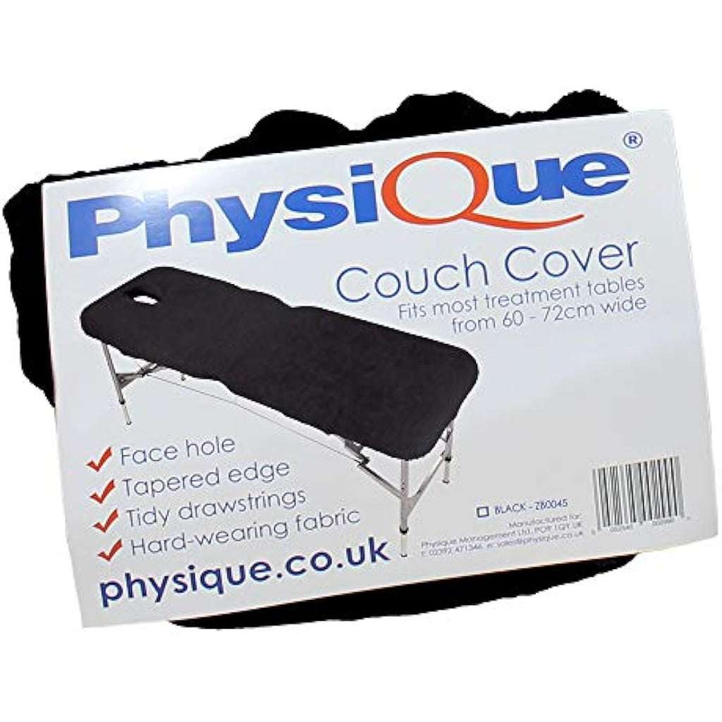 Physique Massage Table Cover with Face Hole - Thick Cotton Fabric, Black