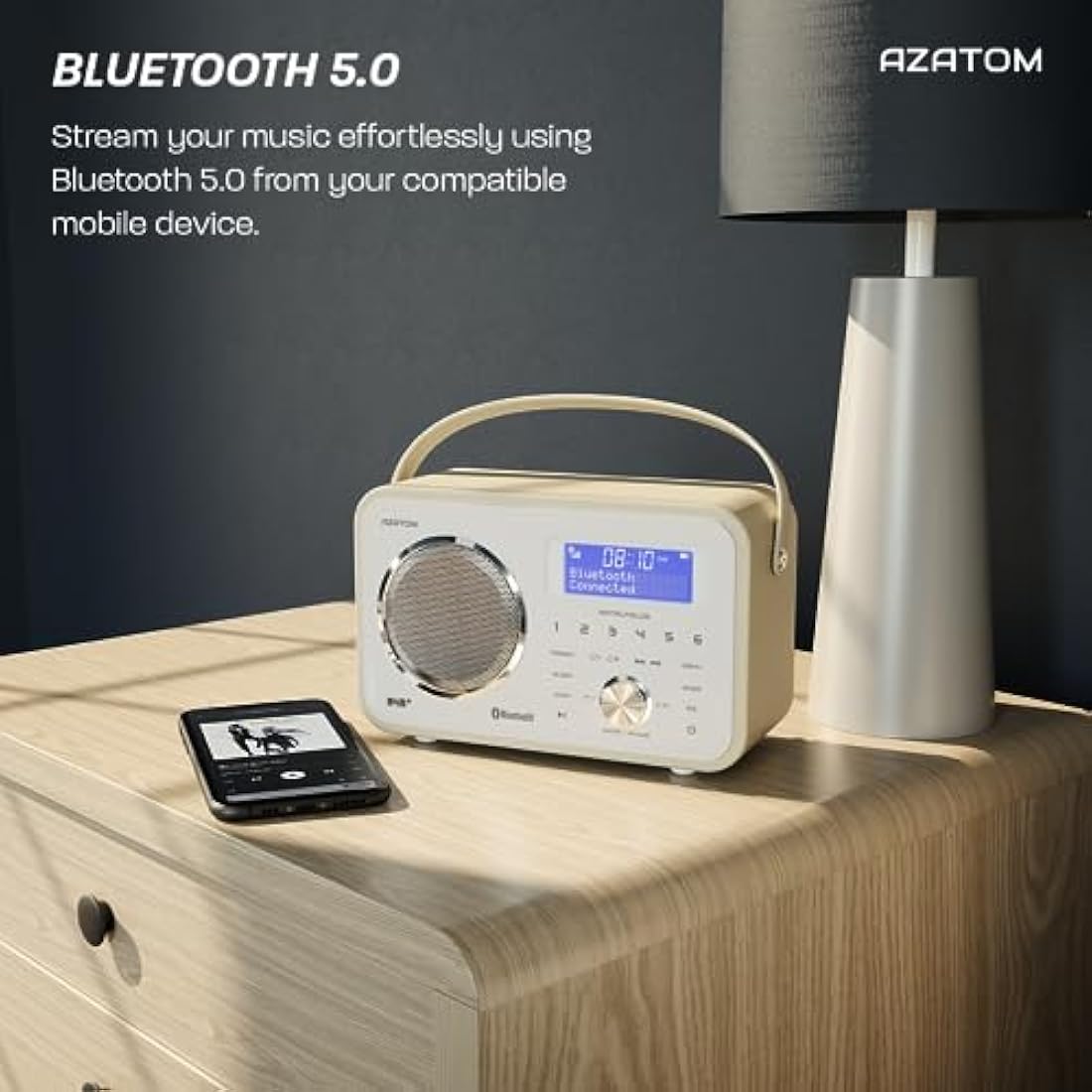 Azatom Spitalfields 2 DAB/DAB+ & FM Portable Radio - Bluetooth, White