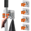 Homeasy Mop and Broom Holder – 4 Pcs Stainless Steel Wall Mount (Orange)