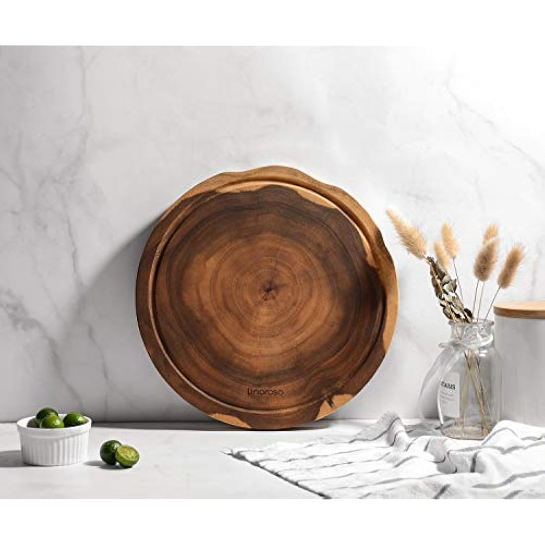 Linoroso Round Acacia Wood Cutting Board - 30cm Non-Spliced Chopping Board