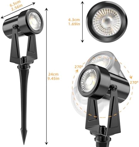 Totofac 12V LED Garden Spike Lights – 4-Pack IP65 Waterproof Spotlights
