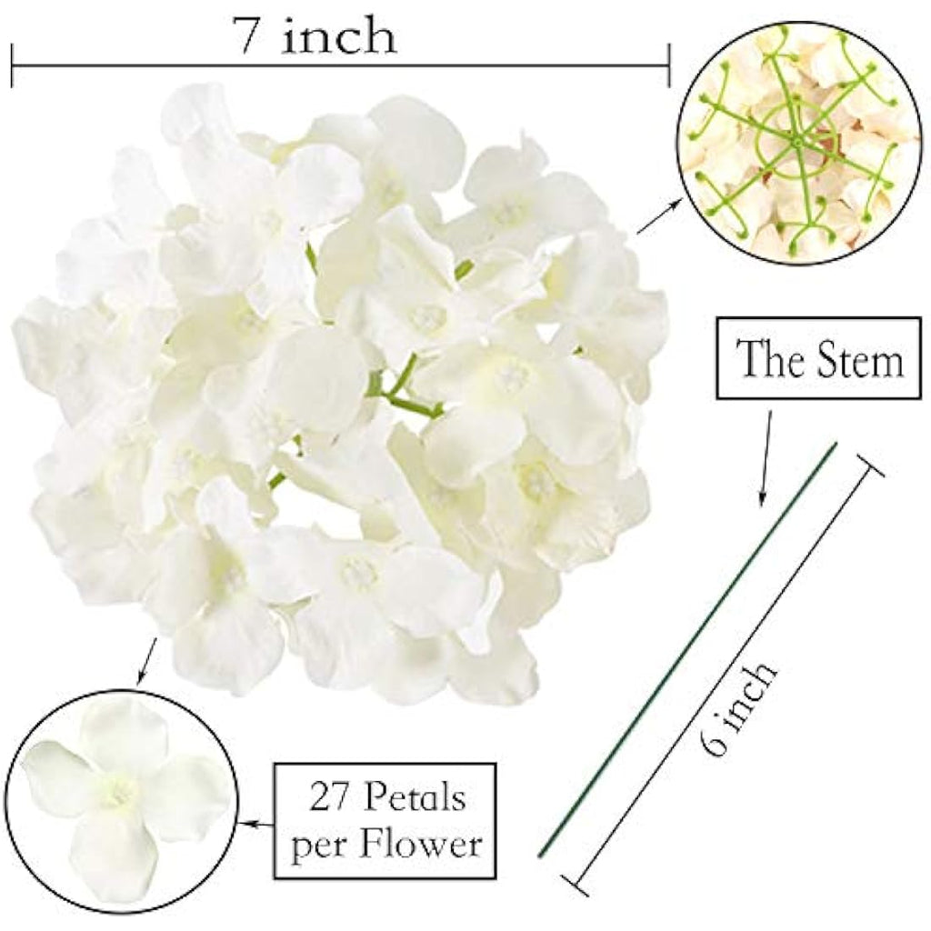 Silk Hydrangea Heads with Stems - 25 Pack Artificial Flowers