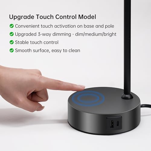 Homelist Touch Bedside Lamps Set of 2 - Industrial Dimmable USB C+A Ports