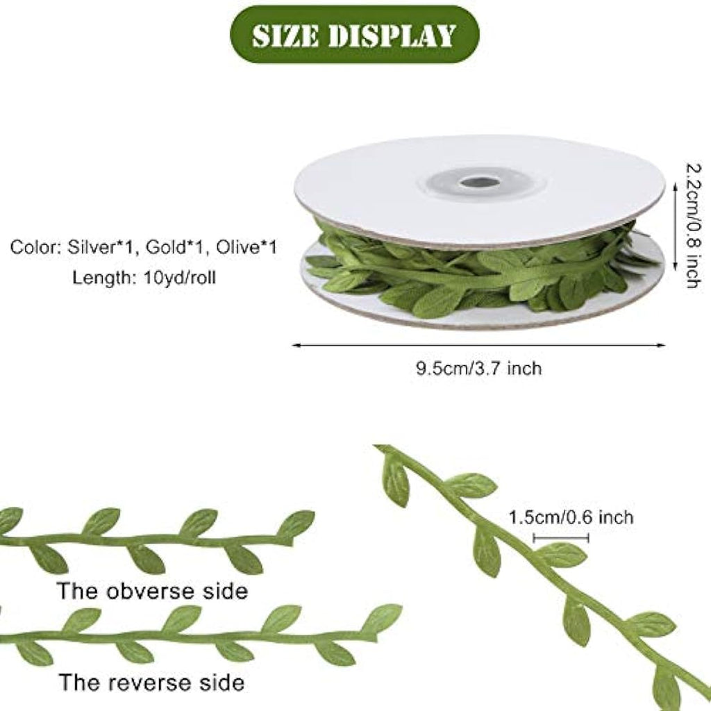 Artificial Leaf Ribbon Vines for DIY Crafts - 3 Rolls