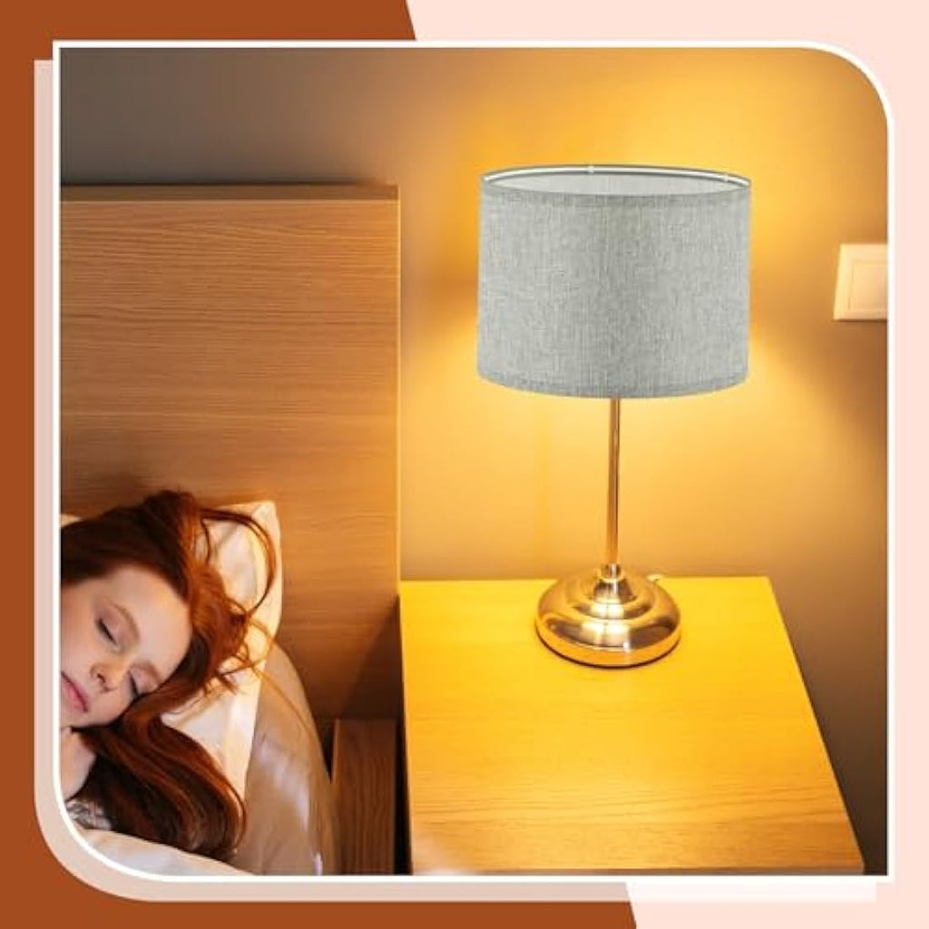 Weewooday Linen Drum Lampshades with E27 to E14 Adapters, 4 Pack – Grey