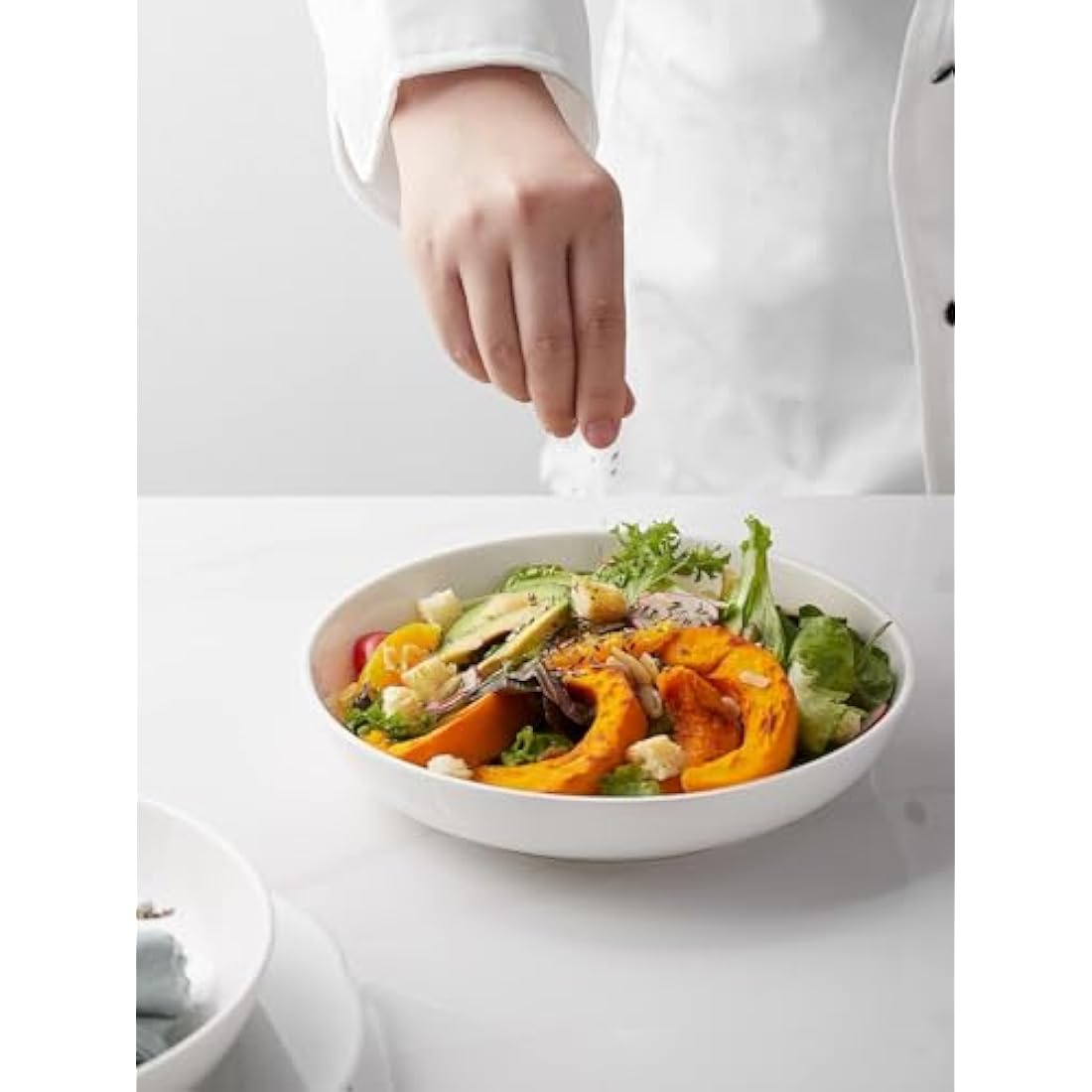 Y YHY 30oz Porcelain Pasta Bowls - Set of 6 White Ceramic Salad Soup Bowls