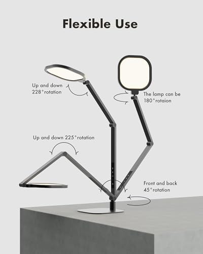 LitONES LED Desk Lamp | Dimmable Swing Arm Task Light with Metal Base